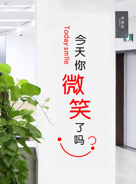 今天你微笑了吗学校公司励志贴纸仪容仪表镜子前台装饰玻璃门墙贴
