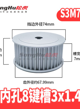 HTPA72S3M100-A-N-d8至40孔S3M72齿同步轮铝合金同步带轮电机齿轮