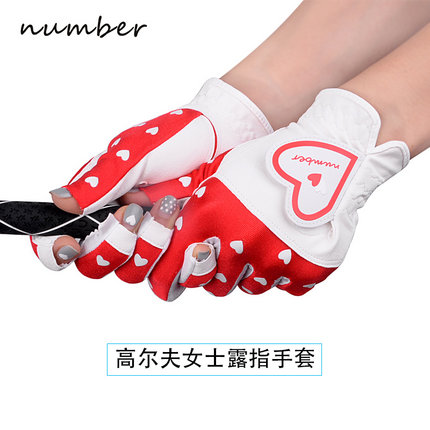 number高尔夫手套女露指双手夏季透气轻薄golf手指保护套防晒手套