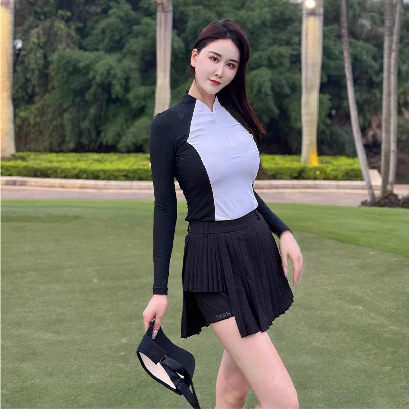 SG2025高尔夫女装夏季薄款冰丝长袖polo衫高弹球服套装女士服装