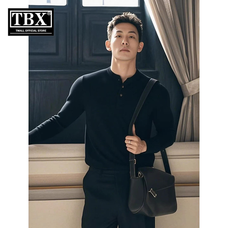 老钱风亨利领毛衣男士长袖T恤2025新款秋冬季打底针织衫卫衣男款