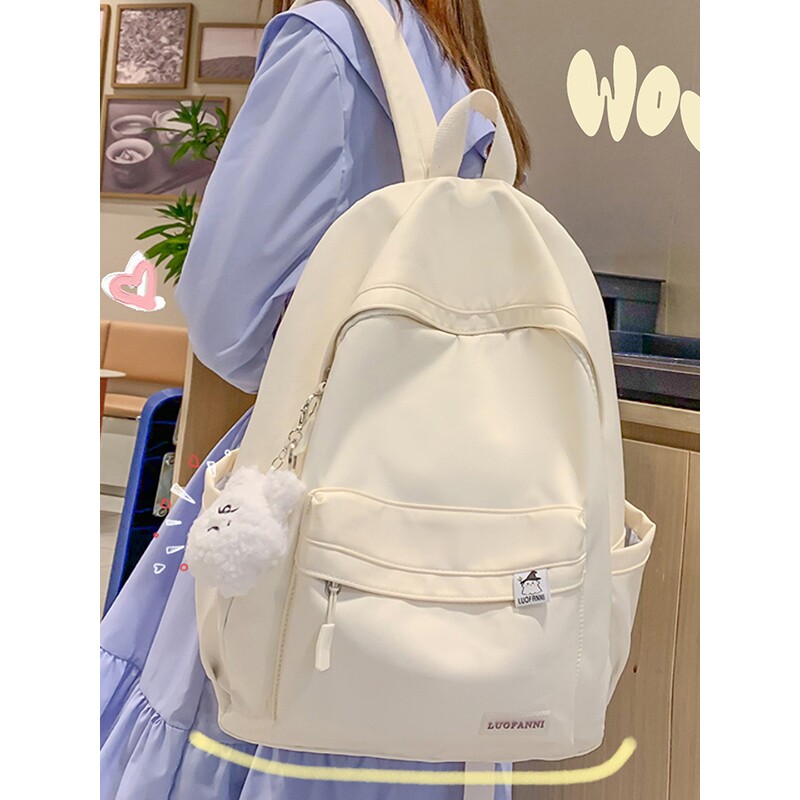 法国书包女小学生高颜值双肩包大容量初中生高中日系可爱背包纯色