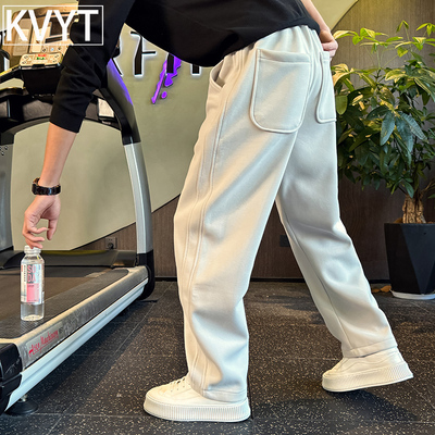 潮牌男士直筒阔腿裤秋冬季卫裤2025新款宽松休闲运动裤男痞帅长裤