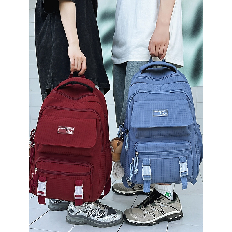 法国ins书包女 简约休闲大容量双肩包男高中生初中学生电脑背包潮