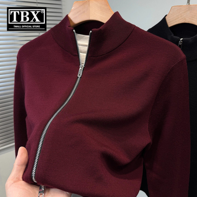 高端100%羊毛衫外套男士2025新款秋冬装红色半高领针织衫毛衣男款