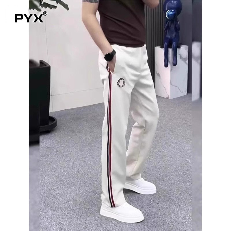 高端男士休闲裤子2025新款春秋冬季加绒男裤宽松直筒卫裤男款白色