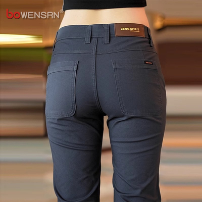 高端纯棉休闲裤男士2025新款春秋冬季男裤加绒商务修身长裤子男款