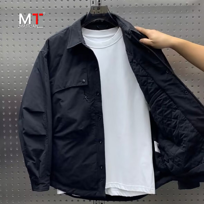 高端工装棉服外套男士2025新款秋冬季翻领加厚夹棉衣休闲夹克男款