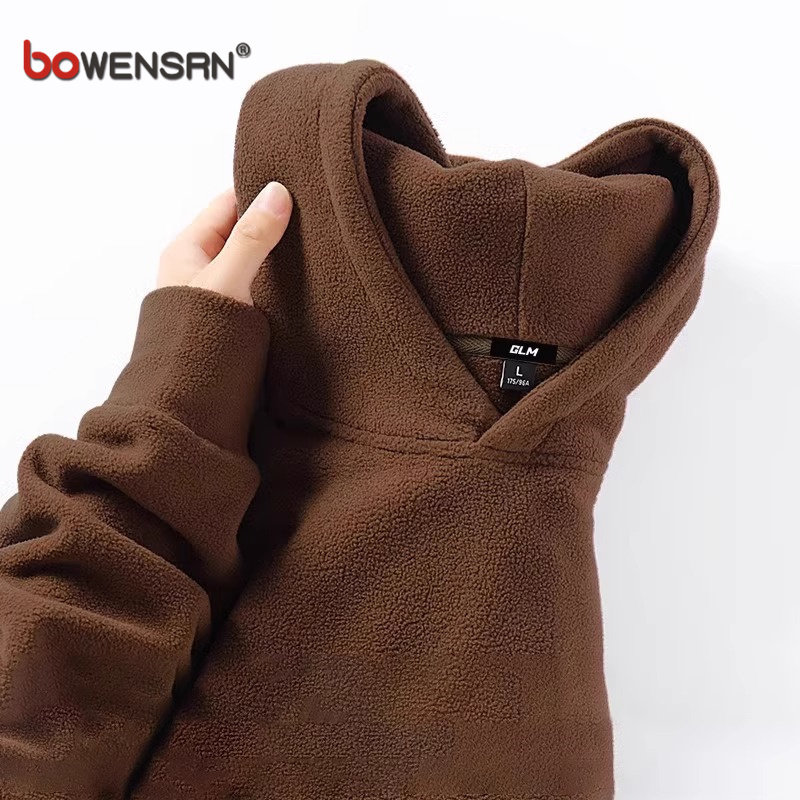 美式潮牌摇粒绒卫衣男士2025新款秋冬季加绒加厚连帽百搭外套男款