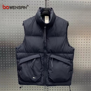 潮牌羽绒马甲男士2025新款秋冬季工装无袖外套白鸭绒坎肩背心男款