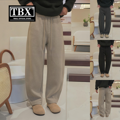 老钱风弯刀休闲裤子男士2025新款秋冬季加绒加厚男裤直筒卫裤男款