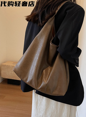 法国MKBM质感大容量真皮水桶包女2025新款复古单肩包时尚托特包