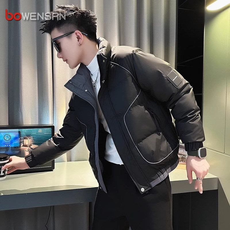 高级感撞色棉服男士外套2025新款秋冬季潮流痞帅加厚休闲夹克男款