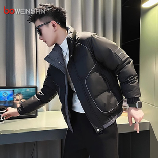 高级感撞色棉服男士外套2025新款秋冬季潮流痞帅加厚休闲夹克男款