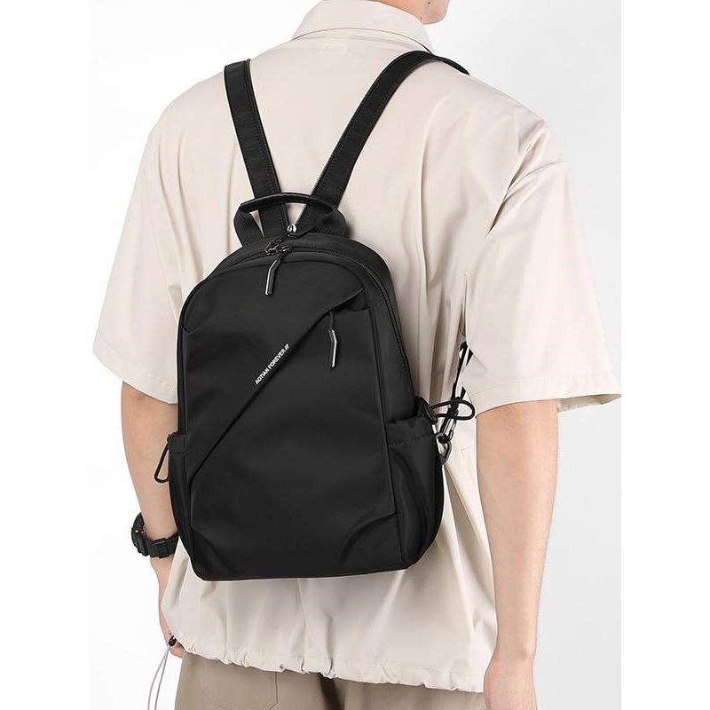 法国MKPREF新款小型双肩包男轻便斜挎胸包休闲小书包户外旅行背包