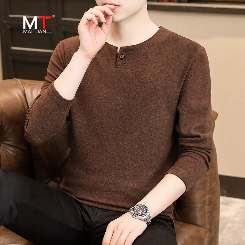 高端男士长袖t恤2025新款春秋季中国风卫衣打底衫男款新中式秋冬