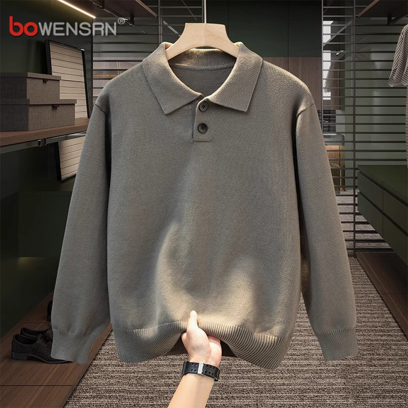 高端针织polo衫男士毛衣秋冬季2025新款翻领休闲内搭打底衫男款潮