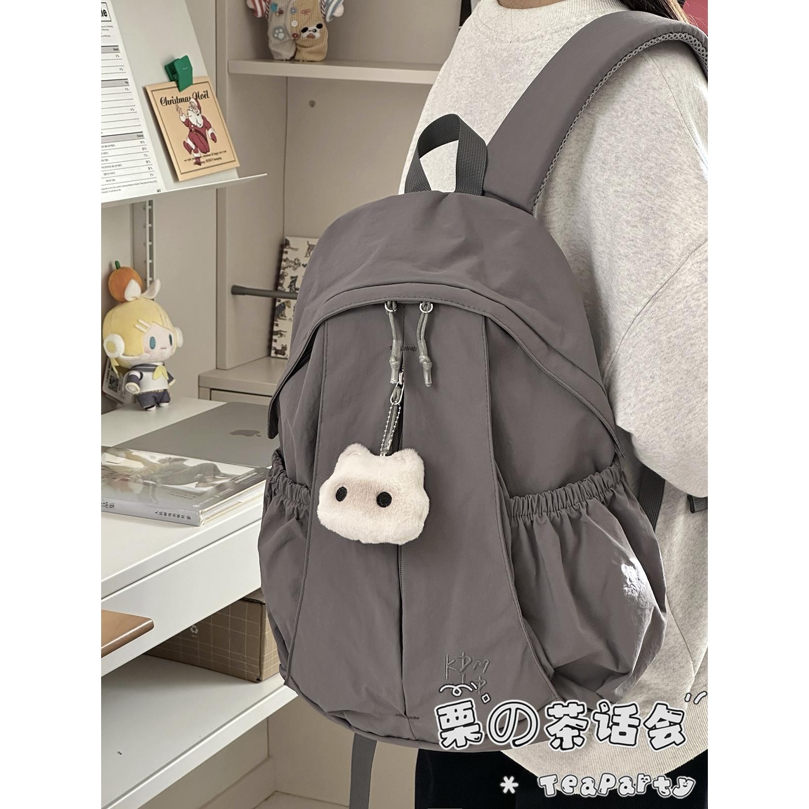 法国日系ins风小众设计感书包女 初中生大学生双肩包百搭通勤背包