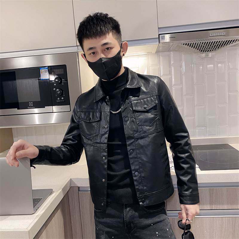 皮衣男士春秋冬季2026新款韩版潮流痞帅修身短款夹克休闲机车外套
