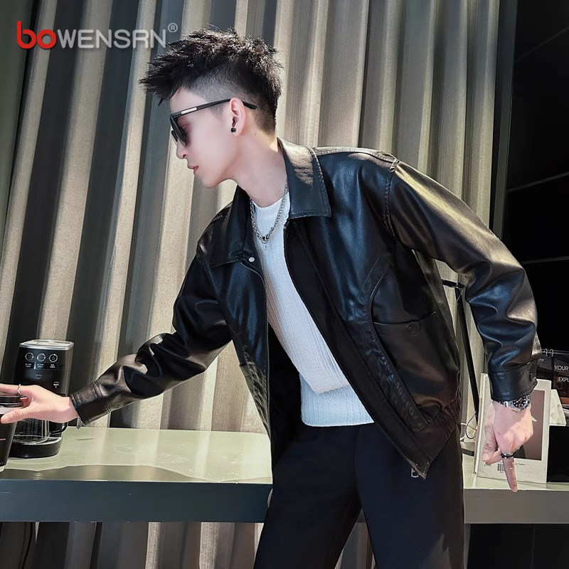 高端男士皮衣外套2025新款春秋冬季潮流高级感痞帅加绒皮夹克男款