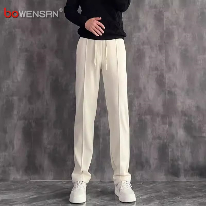 高级垂坠感直筒休闲裤男士春秋季2025新款阔腿运动卫裤子男款冬季