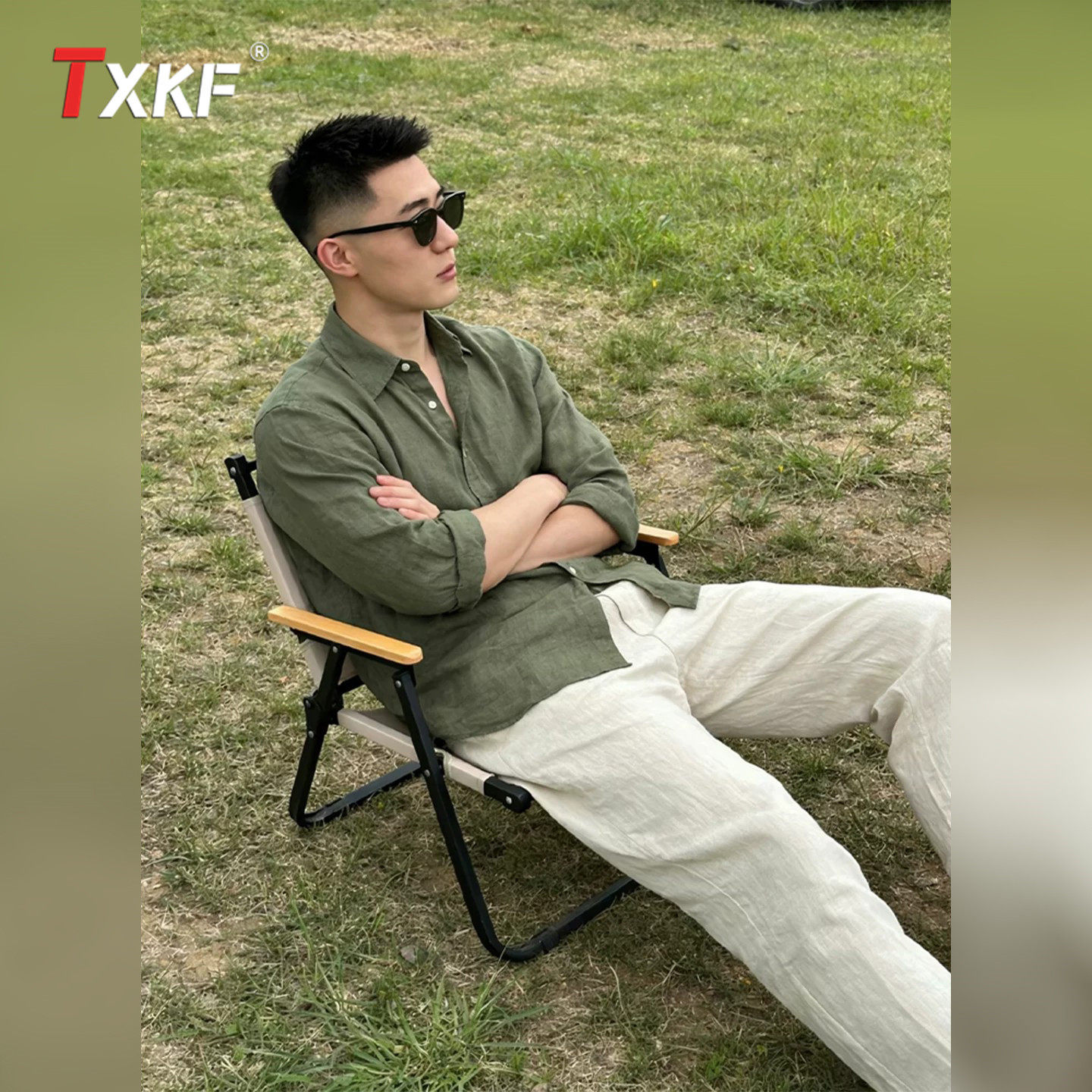 老钱风亚麻休闲套装男士2026新款夏季薄款松弛感衬衫裤子一套男款