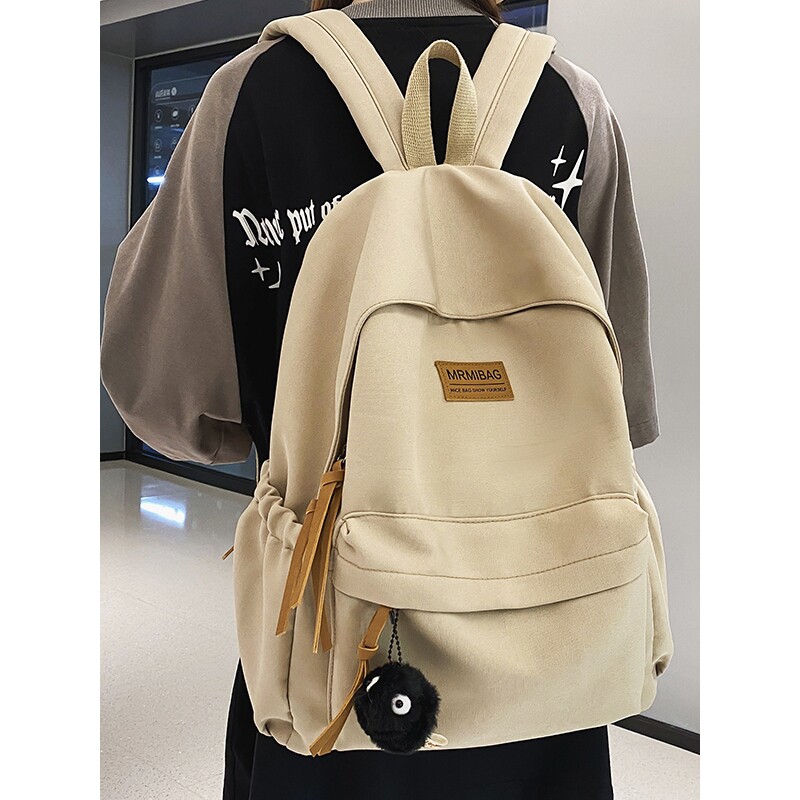法国复古帆布书包男女初中生简约大学生小众设计感旅行休闲双肩包