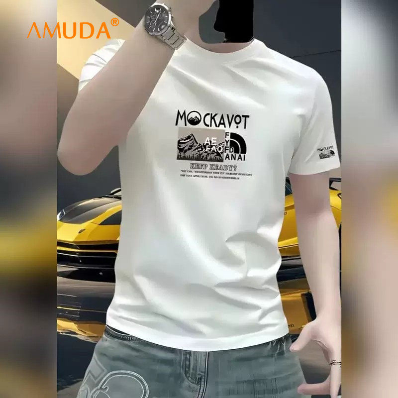 潮流美式重磅男士短袖t恤2026新款夏季流行爆款修身纯棉半袖男款