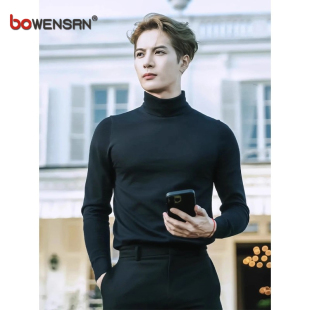 王嘉尔同款黑色高领毛衣男士2025新款秋冬季长袖针织打底衫男款潮