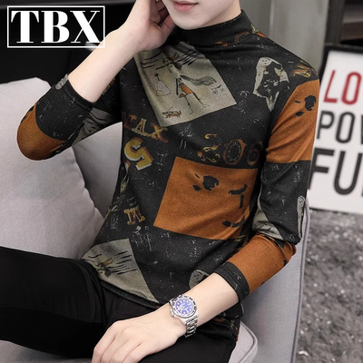 半高领打底衫男士长袖t恤秋冬季2025新款双面绒加厚内搭卫衣男款