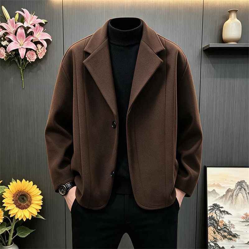 KZBA高端西服外套男高级感痞帅西装毛呢大衣休闲通勤穿搭一整套