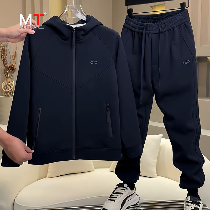 休闲运动卫衣套装男士2025新款春秋冬季外套卫裤男装穿搭配一整套