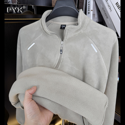 奥粒绒男士卫衣加绒加厚2025新款秋冬季男卫衣半拉链保暖上衣男款