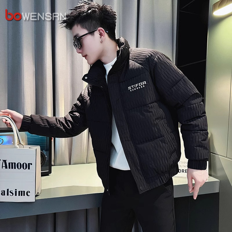 潮牌痞帅棉服男士2025新款秋冬季高级感加厚棉衣立领夹克外套男款