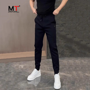 高端休闲卫裤男士2025新款春秋冬季加绒男裤修身束脚运动裤子男款