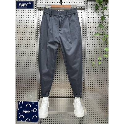 潮牌纯色百搭休闲裤男春秋2025新款宽松小脚哈伦裤痞帅弹力九分裤