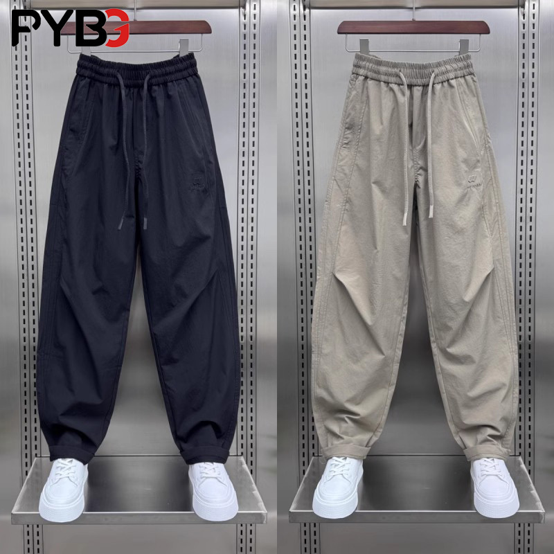 冰丝速干弯刀休闲裤男士夏季薄款2025年新款男裤宽松运动裤子男款