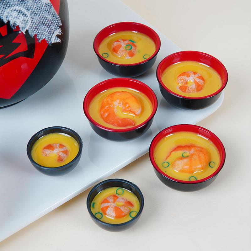 仿真虾仁咸汤碗模型创意迷你小碗包包挂件微缩食玩过家家玩具