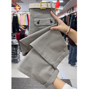 灰色百搭洋气九分牛仔裤 宽松百搭遮肉休闲裤 女春季 高腰显瘦哈伦裤