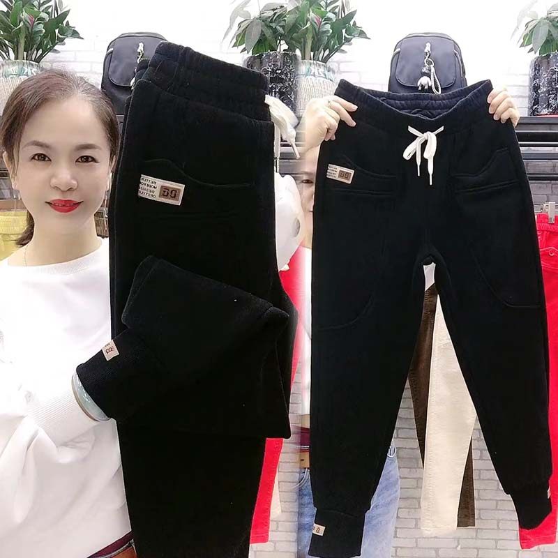 秋冬加绒加厚卫裤女宽松显瘦休闲运动裤高腰纯棉萝卜裤小脚哈伦裤,女装/女士精品,卫裤,淘宝优惠券,粉丝福利购,淘宝优惠卷