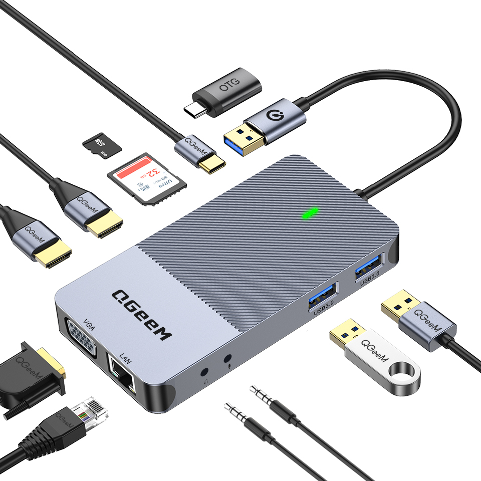 QGeeM拓展坞displaylink USB3.0扩展器笔记本外接hub m1 MacBook 3C数码配件 USB HUB/转换器 原图主图