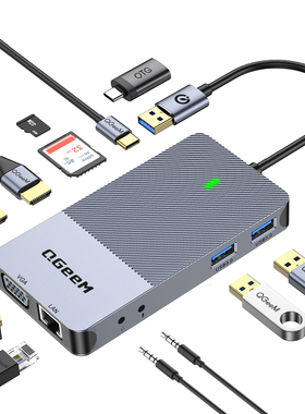 QGeeM拓展坞displaylink USB3.0扩展器笔记本外接hub m1 MacBook