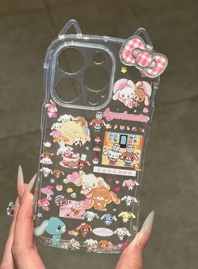 甜品兔适用iPhone17Promax透明猫耳苹果手机壳iPhone16plus防摔15保护套14萌系13少女心12装饰壳11Pro7PXSMAX