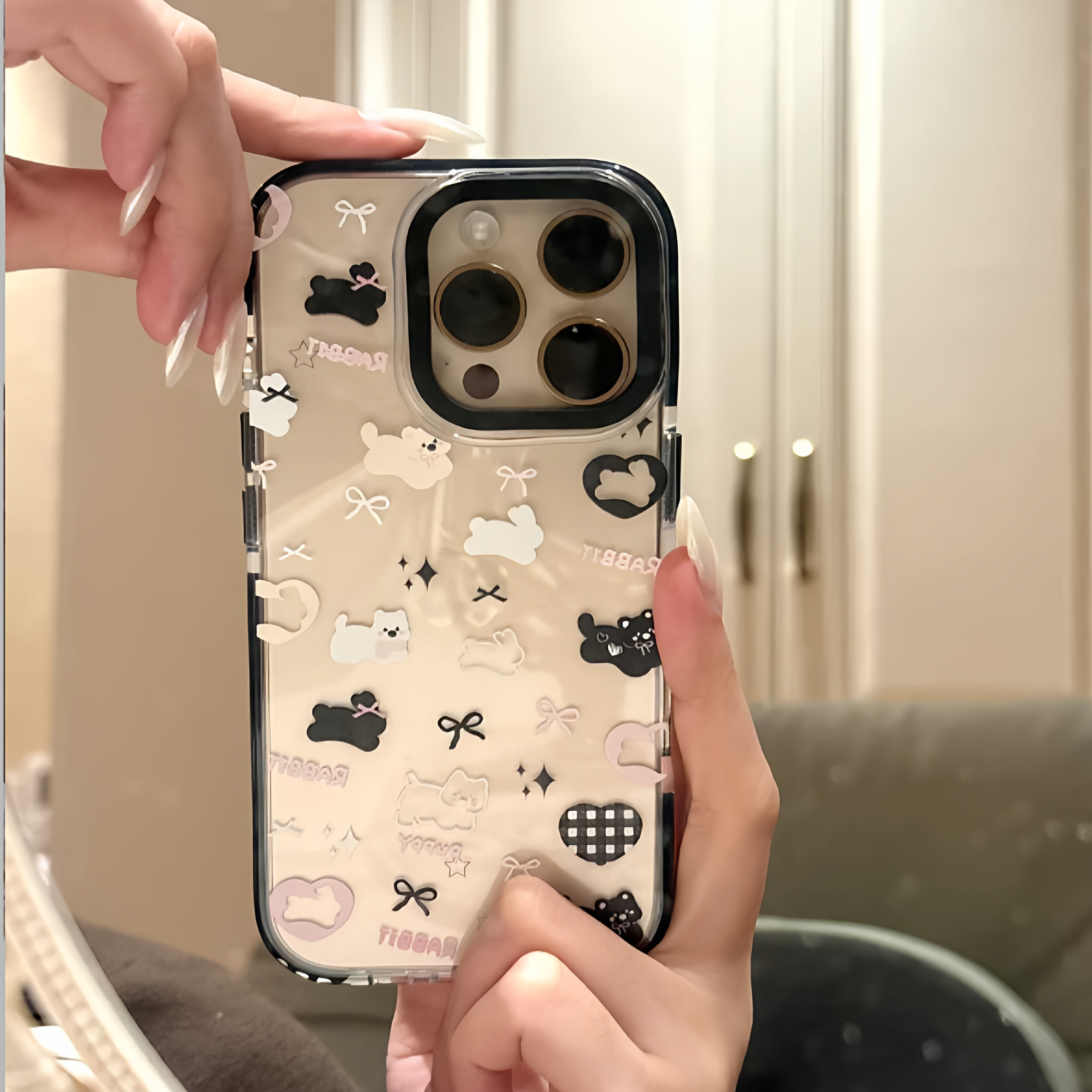 iPhone15双色西高地小熊手机壳
