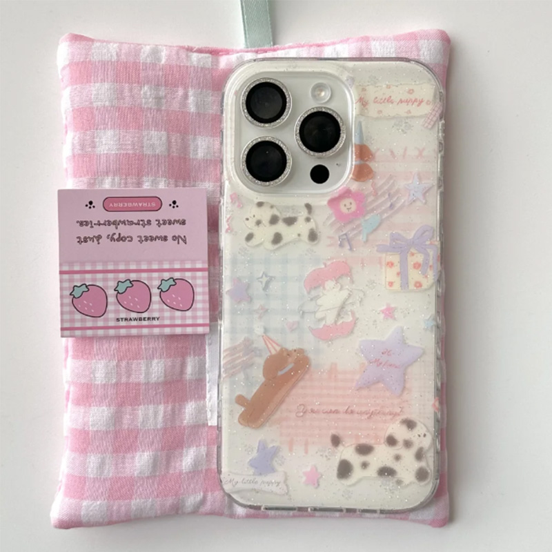 可爱斑点星星小狗手机壳