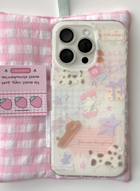 可爱斑点星星小狗适用iPhone16promax手机壳iPhone15pro新款14pro防摔保护套13/12/11女华为P60小米15荣耀100