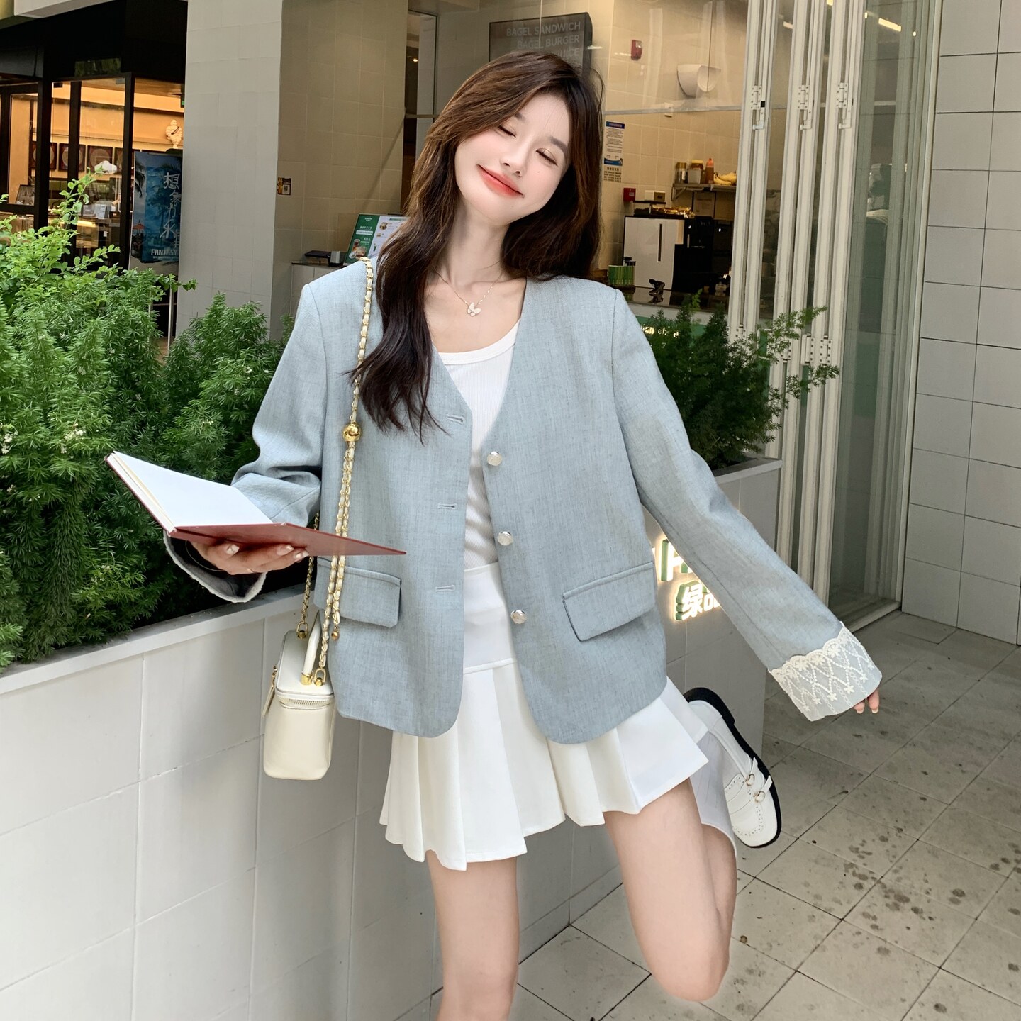 26春款蕾丝拼接西装外套2C251-9069-P155-K228,女装短外套,2C251