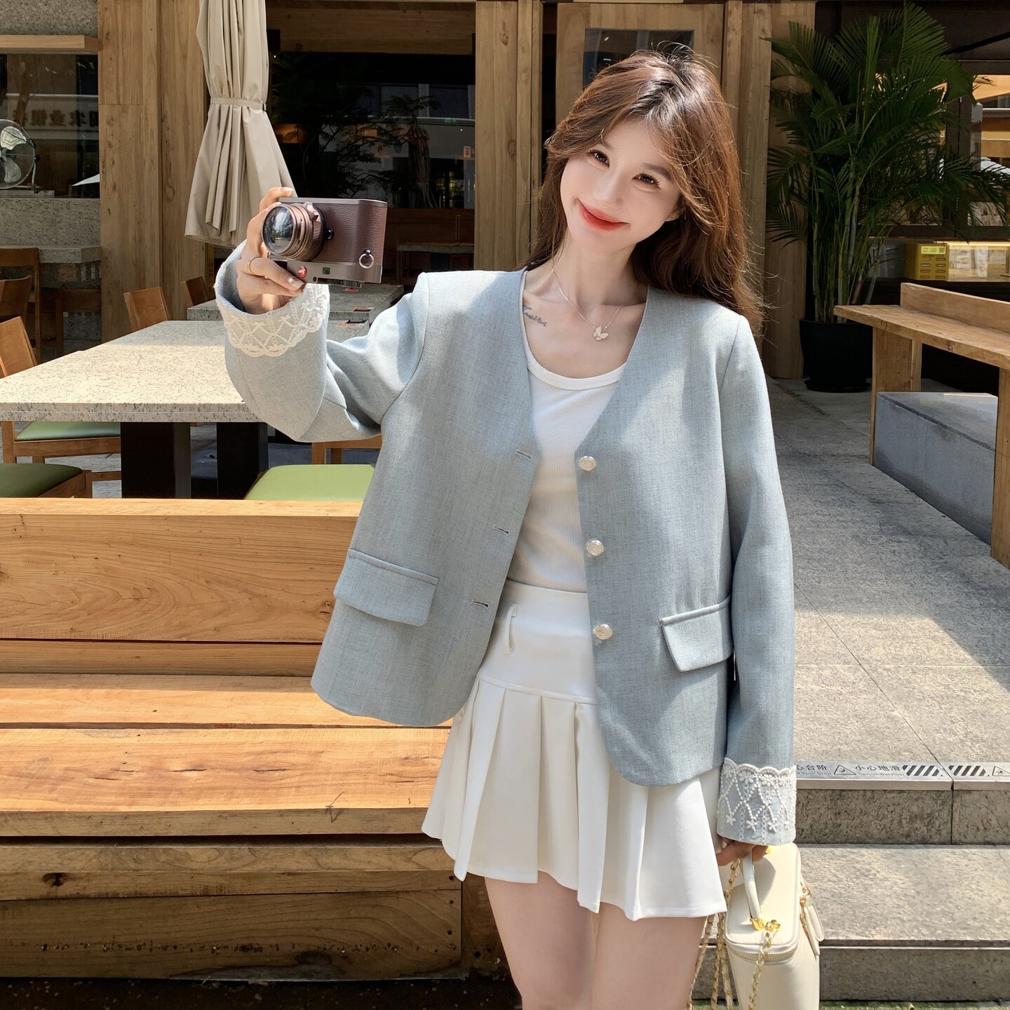 26春款蕾丝拼接西装外套2C251-9069-P155-K228,女装短外套,2C251