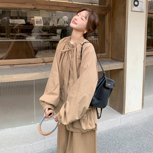 卡其色工装衬衫半身裙套装女2025春秋季新款韩版慵懒风显瘦两件套图片