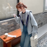 减龄连帽灰色卫衣外套女春秋2025新款小个子俏皮活泼夹克流行爆款，女装短外套，2C251
